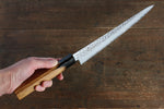 Sakai Takayuki VG10 33 Layer Damascus Sujihiki  240mm Live oak Lacquered (Kokushin) Handle - Japannywholesale