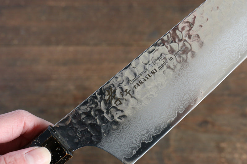 Sakai Takayuki VG10 33 Layer Damascus Kengata Gyuto  190mm Live oak Lacquered (Kokushin) Handle - Japannywholesale