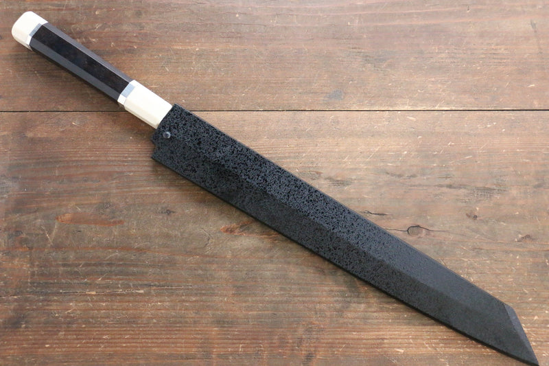 Sakai Takayuki Silver Steel No.3 Damascus Kiritsuke Yanagiba  300mm Ebony with Ring Handle with Sheath - Japannywholesale