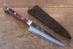 Seisuke VG10 33 Layer Damascus Petty-Utility  135mm Mahogany Handle with Sheath - Japannywholesale