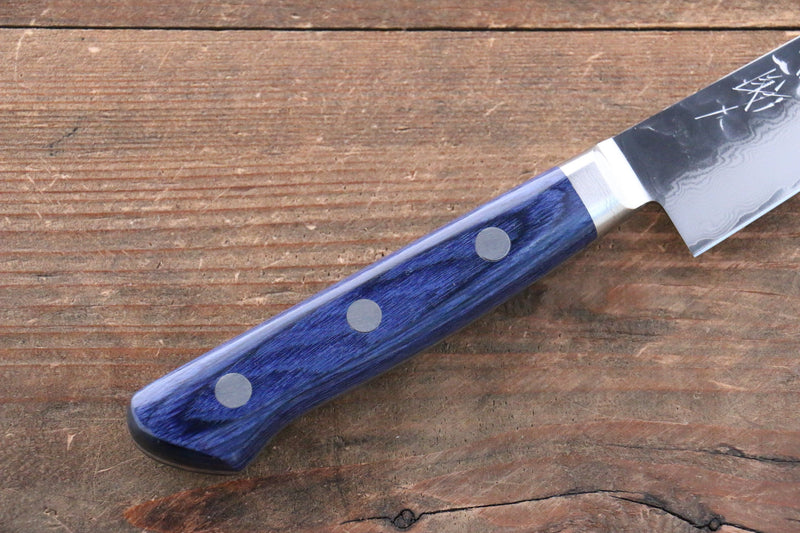 Seisuke Seiun VG10 33 Layer Damascus Petty-Utility  135mm Blue Pakka wood Handle with Sheath - Japannywholesale