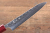 Yoshimi Kato Silver Steel No.3 Hammered Petty Japanese Chef Knife 150mm with Red Honduras Handle - Japannywholesale