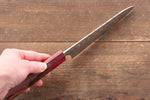 Yoshimi Kato Silver Steel No.3 Hammered Petty Japanese Chef Knife 150mm with Red Honduras Handle - Japannywholesale