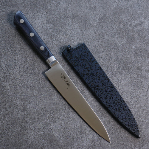 Seisuke Seiten Molybdenum Petty-Utility Japanese Knife 150mm Navy blue Pakka wood Handle with Sheath - Japannywholesale
