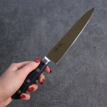 Seisuke Seiten Molybdenum Petty-Utility Japanese Knife 150mm Navy blue Pakka wood Handle with Sheath - Japannywholesale