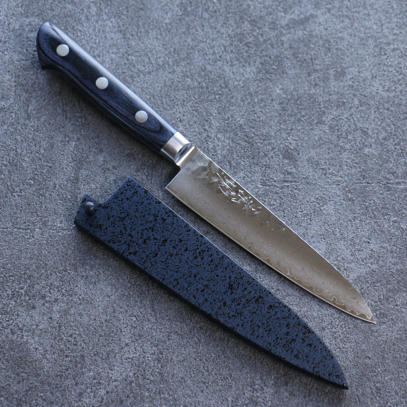 Seisuke Seiun VG10 33 Layer Damascus Petty-Utility Japanese Knife 135mm Navy blue Pakka wood Handle with Sheath - Japannywholesale