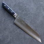 Seisuke Aotsuchi AUS10 Hammered Kiritsuke Santoku Japanese Knife 195mm Navy blue Pakka wood Handle - Japannywholesale