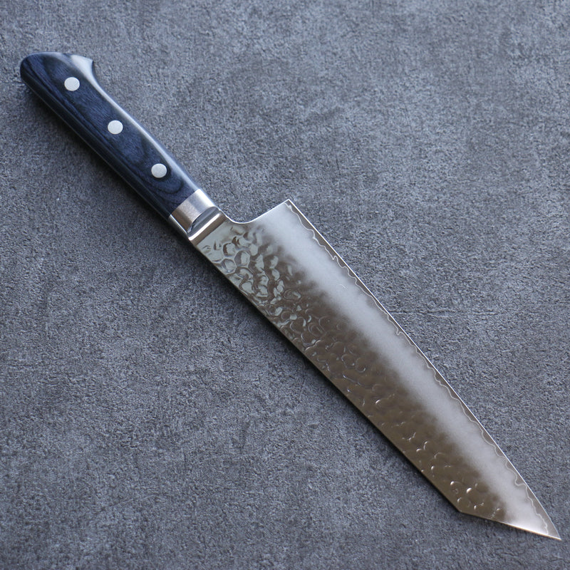 Seisuke Aotsuchi AUS10 Hammered Kiritsuke Santoku Japanese Knife 195mm Navy blue Pakka wood Handle - Japannywholesale