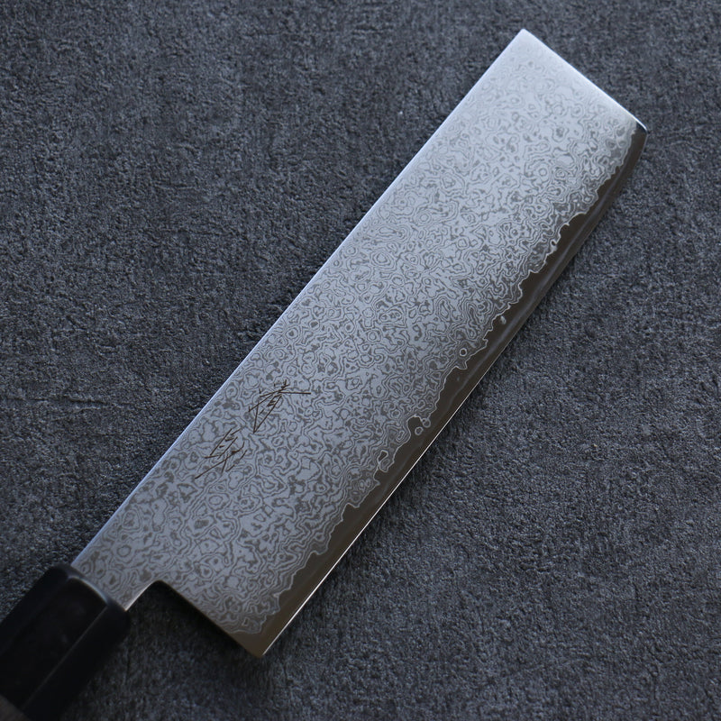 Seisuke VG10 Damascus Nakiri Japanese Knife 180mm Gray Pakka wood Handle - Japannywholesale