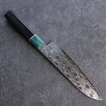 Seisuke AUS10 Mirror Crossed Santoku Japanese Knife 180mm Shitan (ferrule: Green Pakka wood) Handle - Japannywholesale