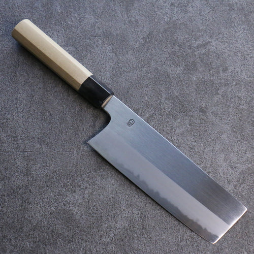 Kikuzuki White Steel No.2 Kasumitogi Nakiri Japanese Knife 180mm Magnolia Handle - Japannywholesale