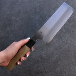 Kikuzuki White Steel No.2 Kasumitogi Nakiri Japanese Knife 180mm Magnolia Handle - Japannywholesale