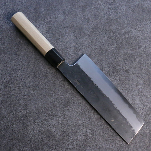 Kikuzuki White Steel No.2 Black Finished Nakiri Japanese Knife 180mm Magnolia Handle - Japannywholesale