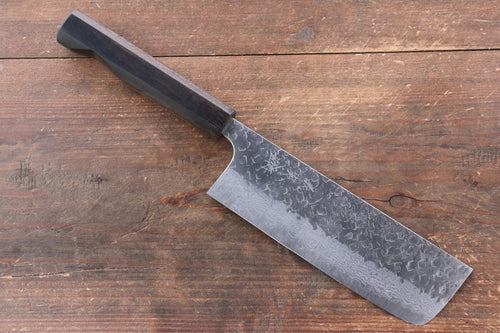 Yoshimi Kato VG10 Hammered Damascus Nakiri  165mm with Black Persimmon Handle - Japannywholesale