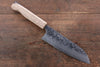 Yoshimi Kato VG10 Hammered Damascus Santoku  165mm with Black Persimmon Handle - Japannywholesale