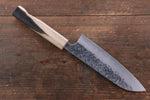 Yoshimi Kato VG10 Hammered Damascus Santoku  165mm with Black Persimmon Handle - Japannywholesale