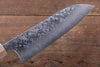 Yoshimi Kato VG10 Hammered Damascus Santoku  165mm with Black Persimmon Handle - Japannywholesale