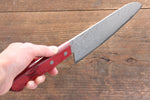 Nao Yamamoto VG10 Black Damascus Santoku  180mm Red Pakka wood Handle - Japannywholesale