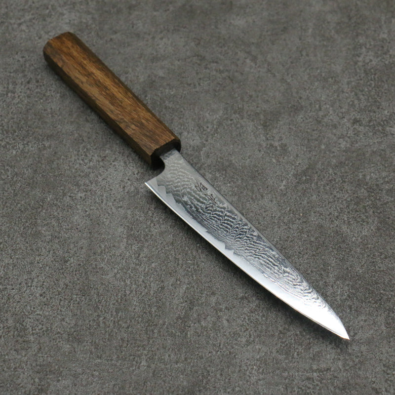 Seisuke Nami AUS10 Mirrored Finish Damascus Petty-Utility Japanese Knife 150mm Oak Handle - Japannywholesale