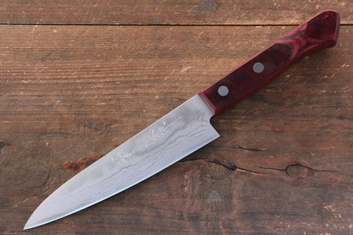 Nao Yamamoto VG10 Damascus Petty-Utility  135mm Red Pakka wood Handle - Japannywholesale