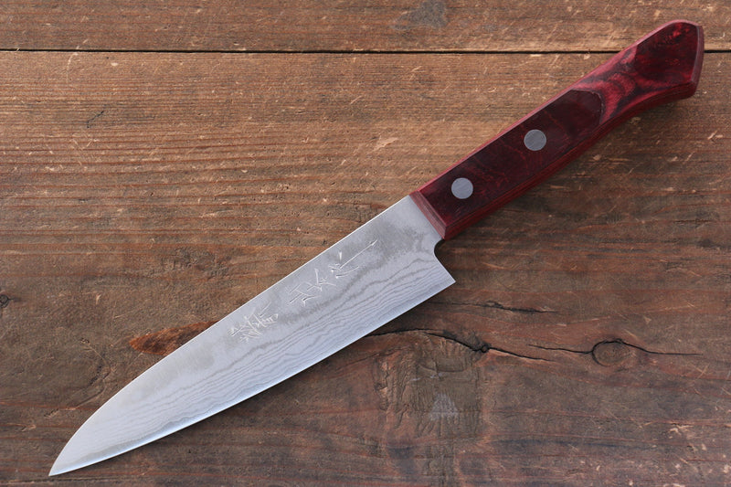 Nao Yamamoto VG10 Damascus Petty-Utility  135mm Red Pakka wood Handle - Japannywholesale