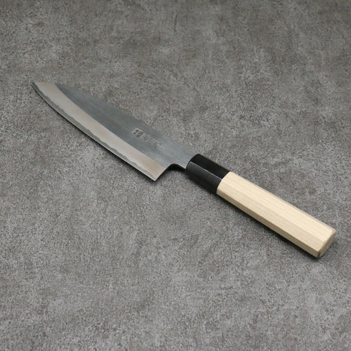 Minamoto Akitada White Steel No.2 Kasumitogi Santoku Japanese Knife 180mm Magnolia Handle - Japannywholesale