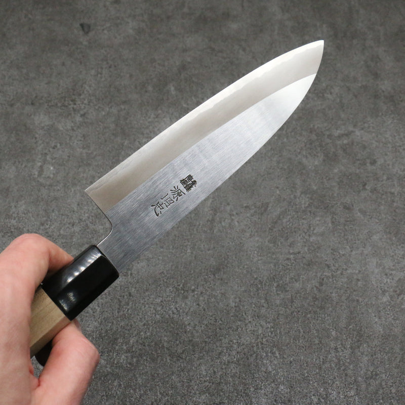 Minamoto Akitada White Steel No.2 Kasumitogi Santoku Japanese Knife 180mm Magnolia Handle - Japannywholesale