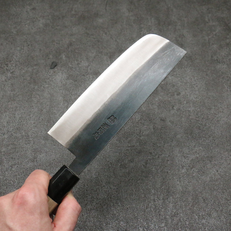 Minamoto Akitada White Steel No.2 Kurouchi Nakiri Japanese Knife 165mm Magnolia Handle - Japannywholesale