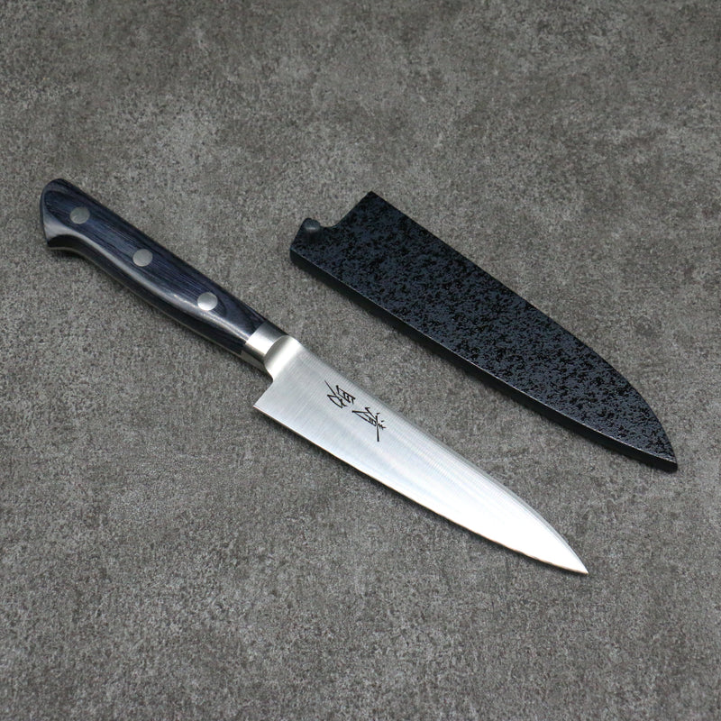 Seisuke Seiten Molybdenum Petty-Utility Japanese Knife 120mm Navy blue Pakka wood Handle with Sheath - Japannywholesale