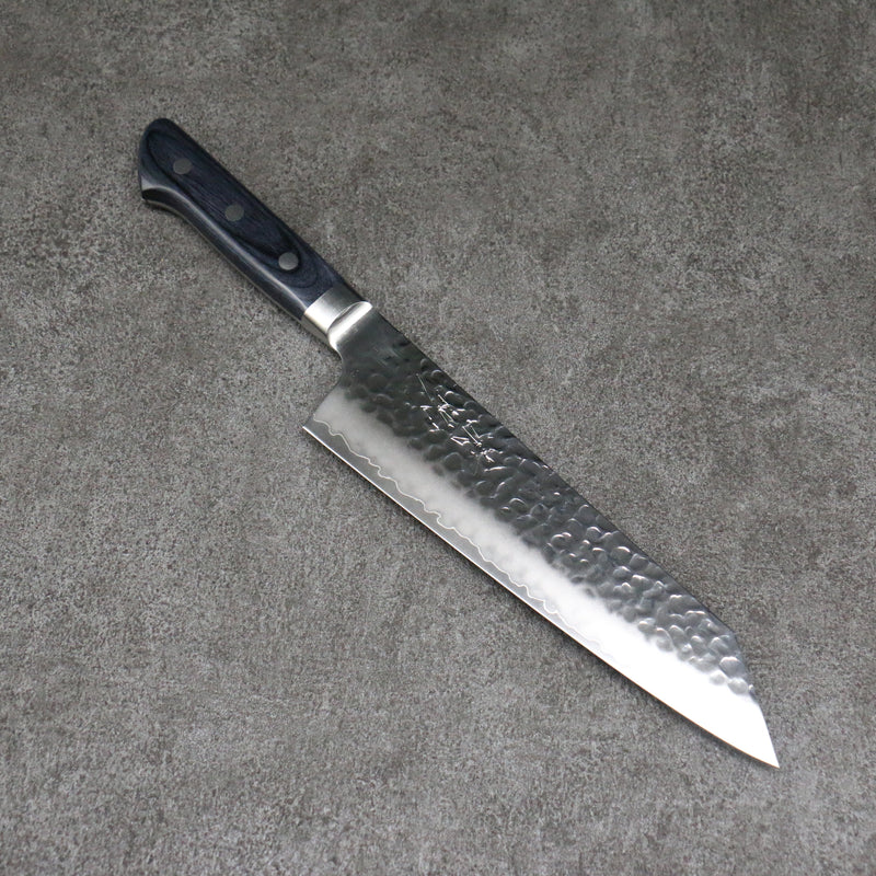 Seisuke Aotsuchi AUS10 Hammered Kiritsuke Santoku  195mm Navy blue Pakka wood Handle with Sheath - Japannywholesale