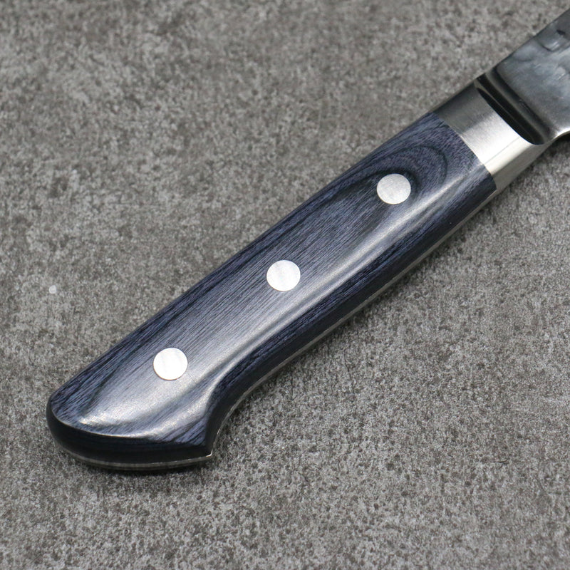 Seisuke Aotsuchi AUS10 Hammered Kiritsuke Santoku  195mm Navy blue Pakka wood Handle with Sheath - Japannywholesale