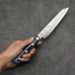 Seisuke Blue Steel No.2 Nashiji Kiritsuke Petty-Utility Japanese Knife 145mm Navy blue Pakka wood Handle - Japannywholesale