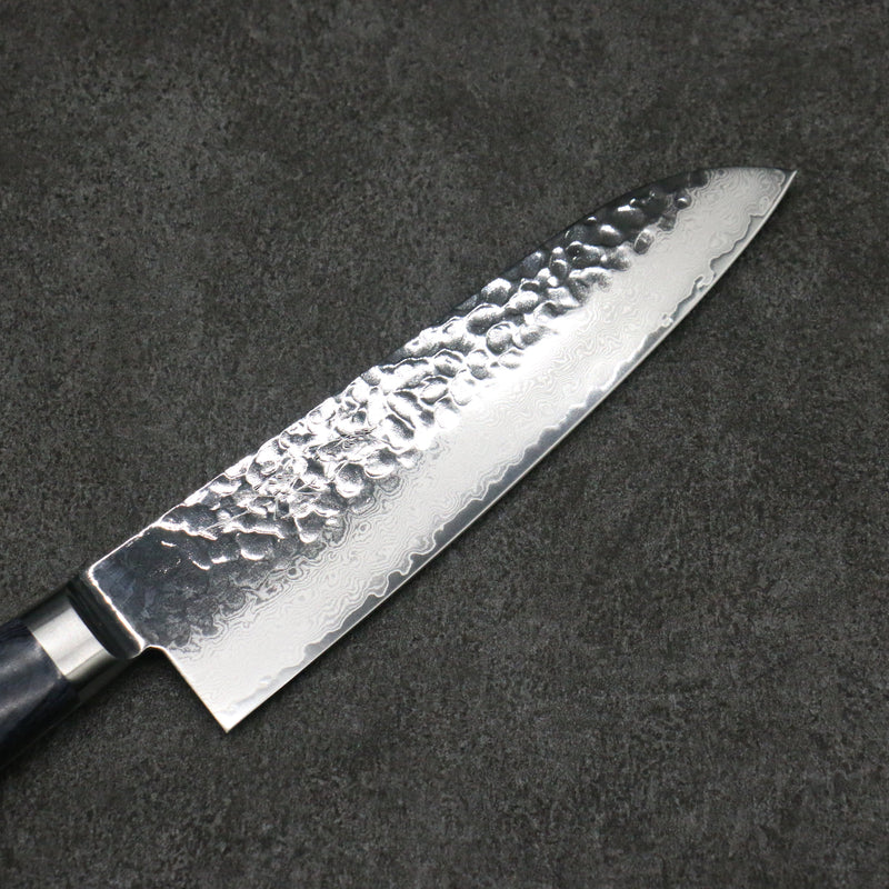 Seisuke Seiun VG10 33 Layer Damascus Santoku  180mm Navy blue Pakka wood Handle - Japannywholesale