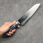 Seisuke Seiun VG10 33 Layer Damascus Santoku Japanese Knife 180mm Navy blue Pakka wood Handle with Sheath - Japannywholesale