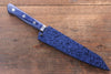 Seisuke Aotsuchi AUS10 Hammered Kiritsuke Petty-Utility  140mm Blue Pakka wood Handle with Sheath - Japannywholesale