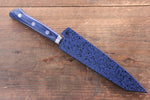 Seisuke Aotsuchi AUS10 Hammered Kiritsuke Petty-Utility  140mm Blue Pakka wood Handle with Sheath - Japannywholesale