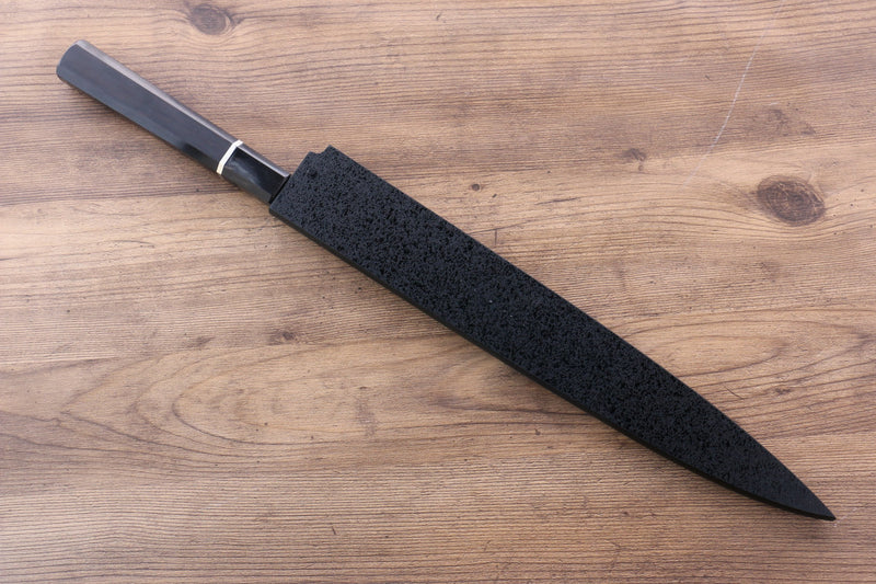 Sakai Takayuki Mt.Fuji Honyaki White Steel No.2 Yanagiba  300mm Ebony with Ring Handle with Sheath - Japannywholesale