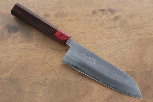 Kunihira VG1 Hammered Santoku  170mm Shitan (ferrule: Red Pakka wood) Handle - Japannywholesale