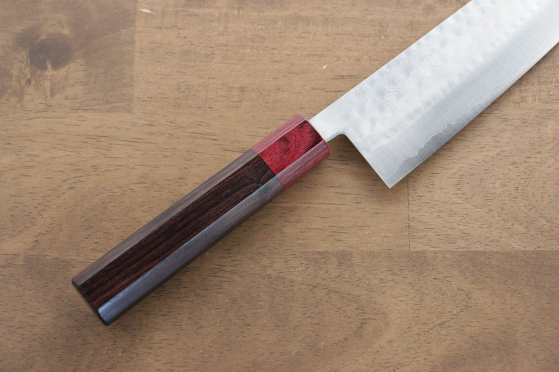 Kunihira VG1 Hammered Santoku  170mm Shitan (ferrule: Red Pakka wood) Handle - Japannywholesale