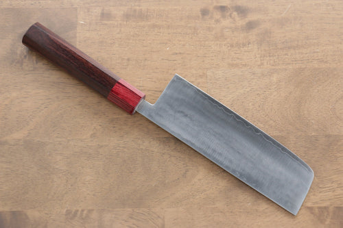 Kunihira VG1 Hammered Nakiri  165mm Shitan (ferrule: Red Pakka wood) Handle - Japannywholesale