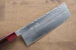 Kunihira VG1 Hammered Nakiri  165mm Shitan (ferrule: Red Pakka wood) Handle - Japannywholesale