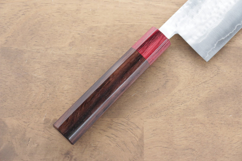 Kunihira VG1 Hammered Nakiri  165mm Shitan (ferrule: Red Pakka wood) Handle - Japannywholesale