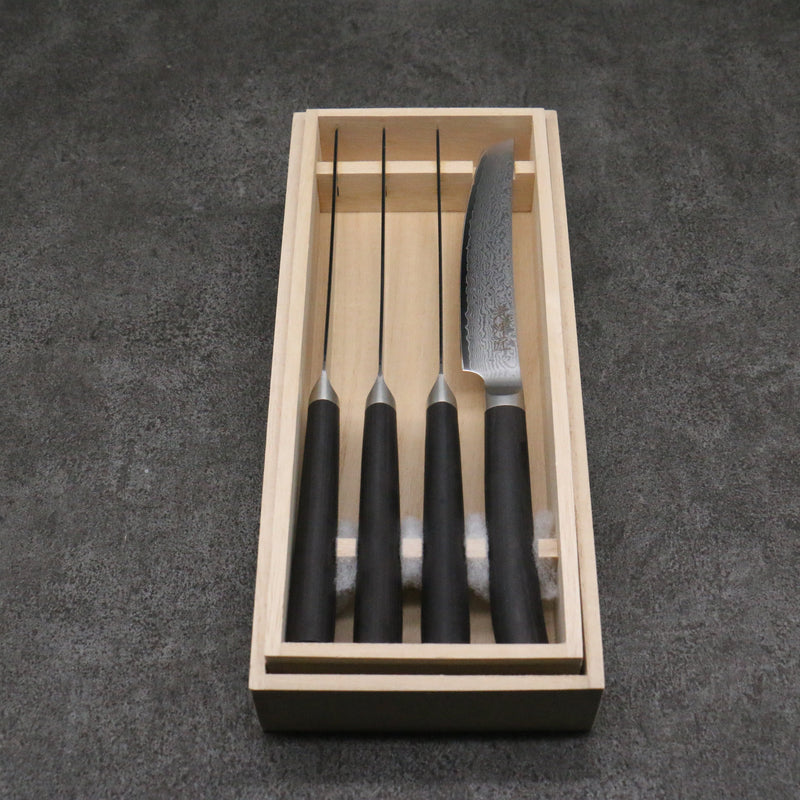 Shizu Set of 4 VG10 Damascus Steak Japanese Knife 130mm Black Pakka wood Handle - Japannywholesale