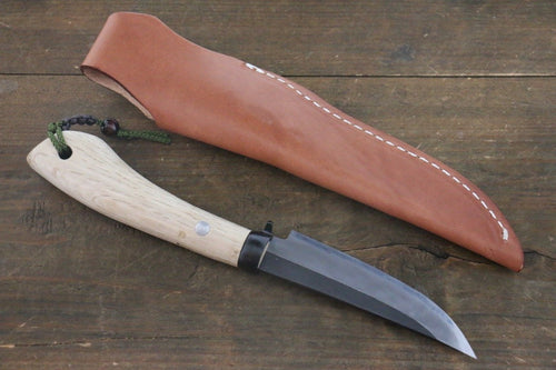 Tsukasa Hinoura Blue Steel Kurouchi Hunter Knife 105mm with Oak Handle - Japannywholesale