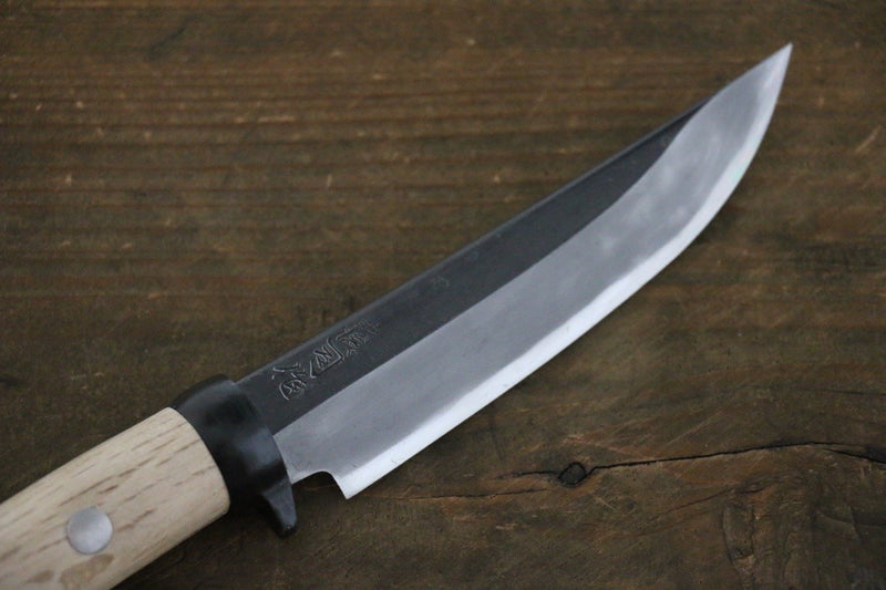 Tsukasa Hinoura Blue Steel Kurouchi Hunter Knife 105mm with Oak Handle - Japannywholesale