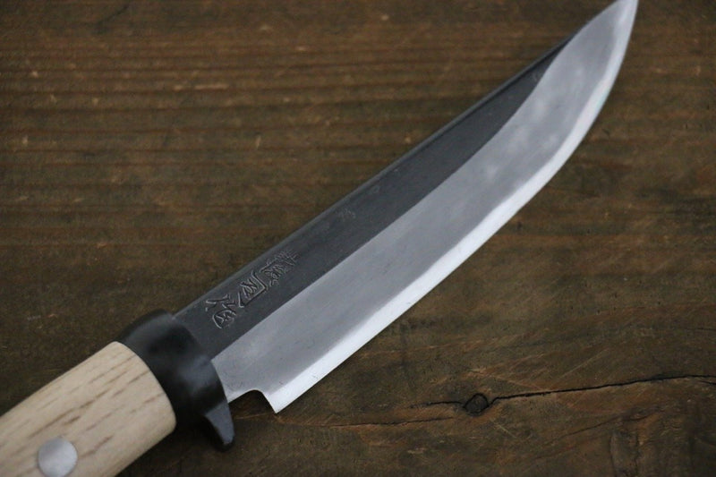 Tsukasa Hinoura Blue Steel Kurouchi Hunter Knife 105mm with Oak Handle - Japannywholesale