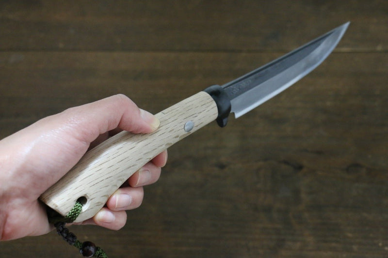 Tsukasa Hinoura Blue Steel Kurouchi Hunter Knife 105mm with Oak Handle - Japannywholesale