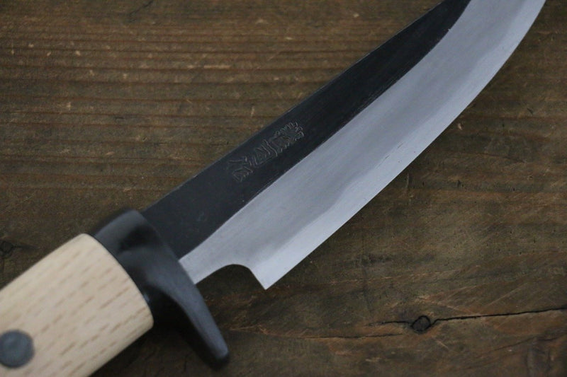 Tsukasa Hinoura White Steel Kurouchi Hunter Knife Japanese Chef Knife 130mm with Oak Handle - Japannywholesale