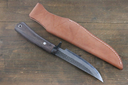 Tsukasa Hinoura White Steel Kurouchi Hunter Knife 130mm with Rose wood Handle - Japannywholesale