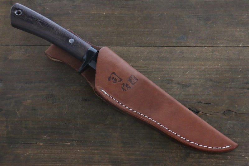 Tsukasa Hinoura White Steel Kurouchi Hunter Knife 130mm with Rose wood Handle - Japannywholesale